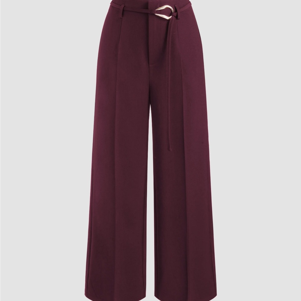 Elegant Burgundy Wide-Leg Pants